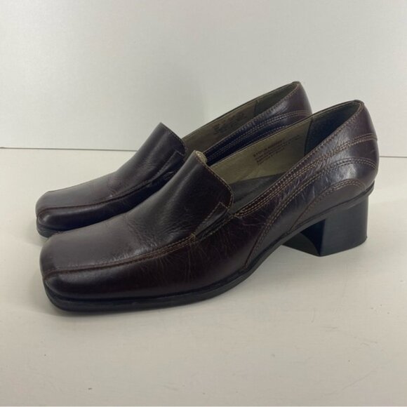 Hush Puppies Brown Leather Square Toe Heel women’s Size 8M - Picture 1 of 10